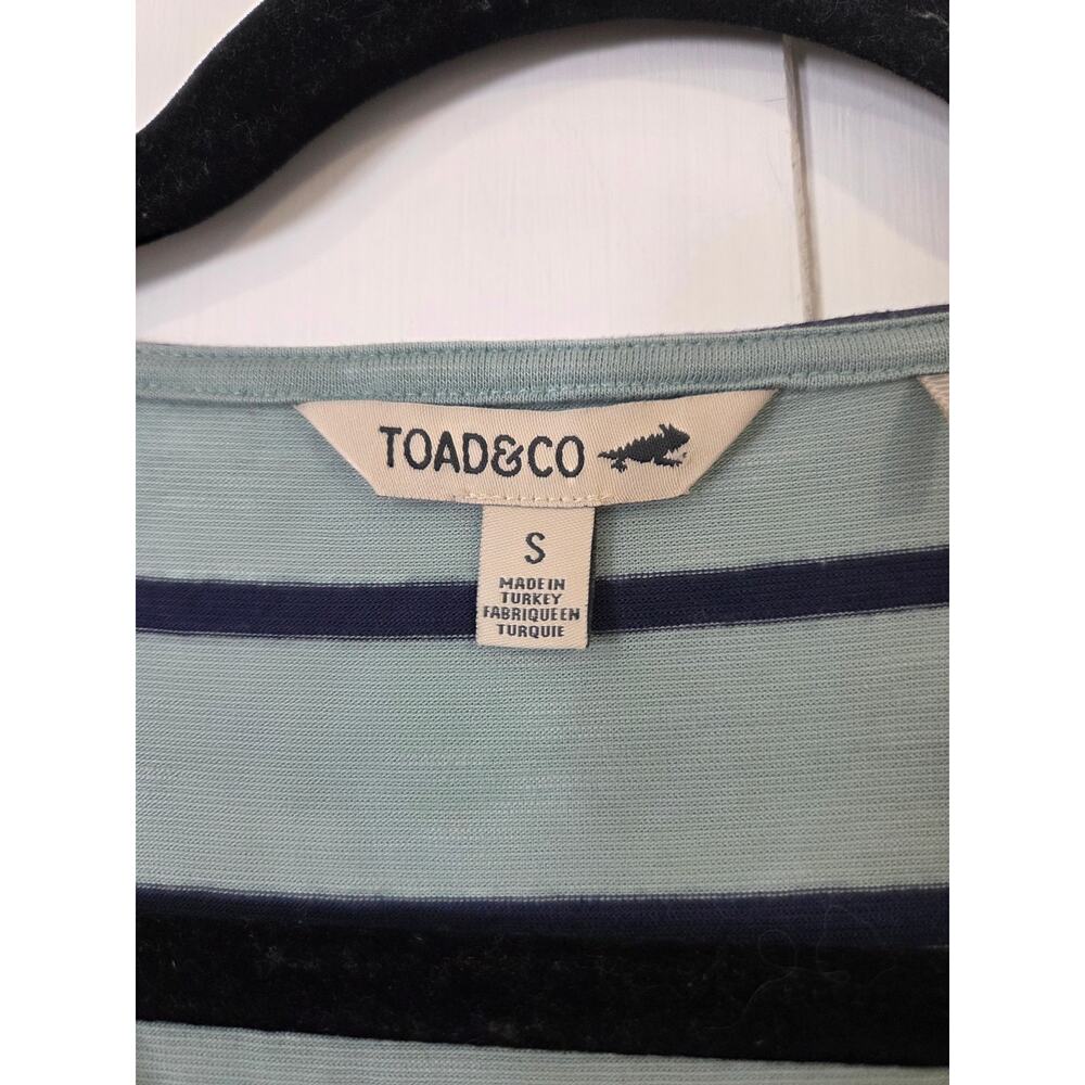 Toad & Co Light Green and Navy Midi Dress Tie Waist Pockets Sleeveless Small - Picture 4 of 8